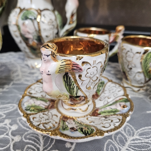 Vintage 1930s/40s porcelain Capodimonte coffee set .Made in Italy, Rare exquisit - Picture 10 of 17